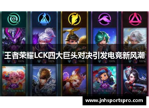 王者荣耀LCK四大巨头对决引发电竞新风潮